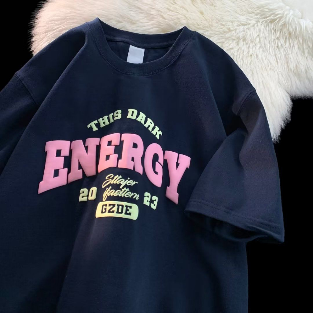 Áo thun tay lỡ unisex nam nữ phông form rộng teen cổ tròn oversize cotton giá rẻ basic đen trắng ENERGY