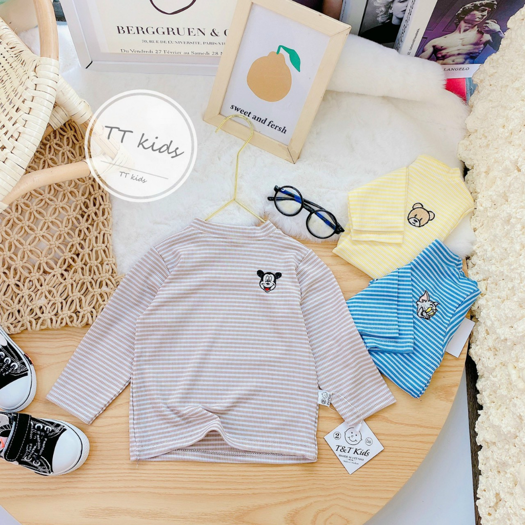 Áo thu đông chất tăm lạnh đẹp, áo giữ nhiệt cho bé trai bé gái từ 6-16kg