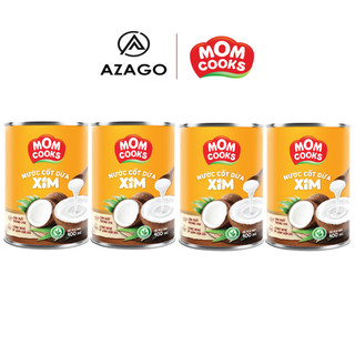 Combo 04 lon nước cốt dừa mom cooks 400ml/lon - thương hiệu mom cooks - azago