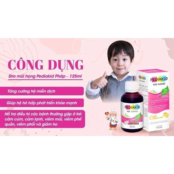 Siro Pediakid Nez-Gorge giúp tăng đề kháng mũi họng 125ml date 08/2025
