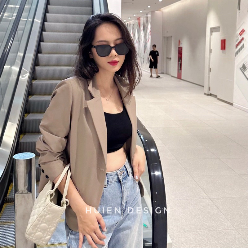 Áo blazer nữ 2 lớp dáng lỡ tay dài Huien Design thời trang công sở trẻ trung, áo vest nữ Hàn Quốc màu sắc | BigBuy360 - bigbuy360.vn