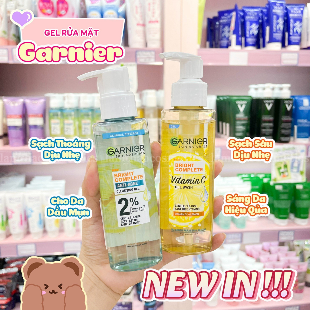 Gel Rửa Mặt Sạch Thoáng Dịu Nhẹ Cho Da Dầu Mụn Garnier Bright Complete Anti-Acne Cleansing Gel 120ml