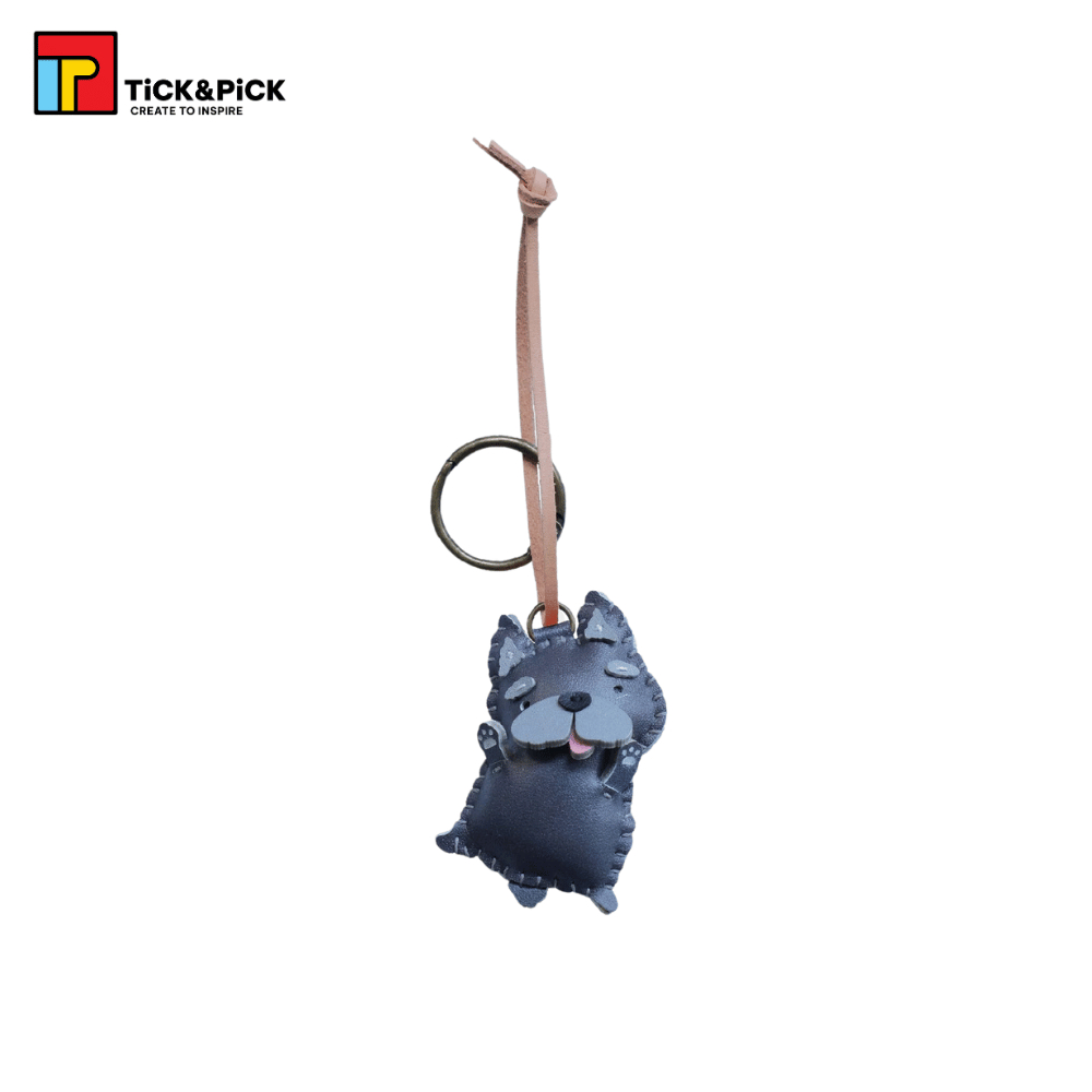 Móc Khóa Da TICK & PICK Thủ Công Gắn Túi Xách, Balo, Chìa Khóa Hình Chó Malta - Maltese Dog