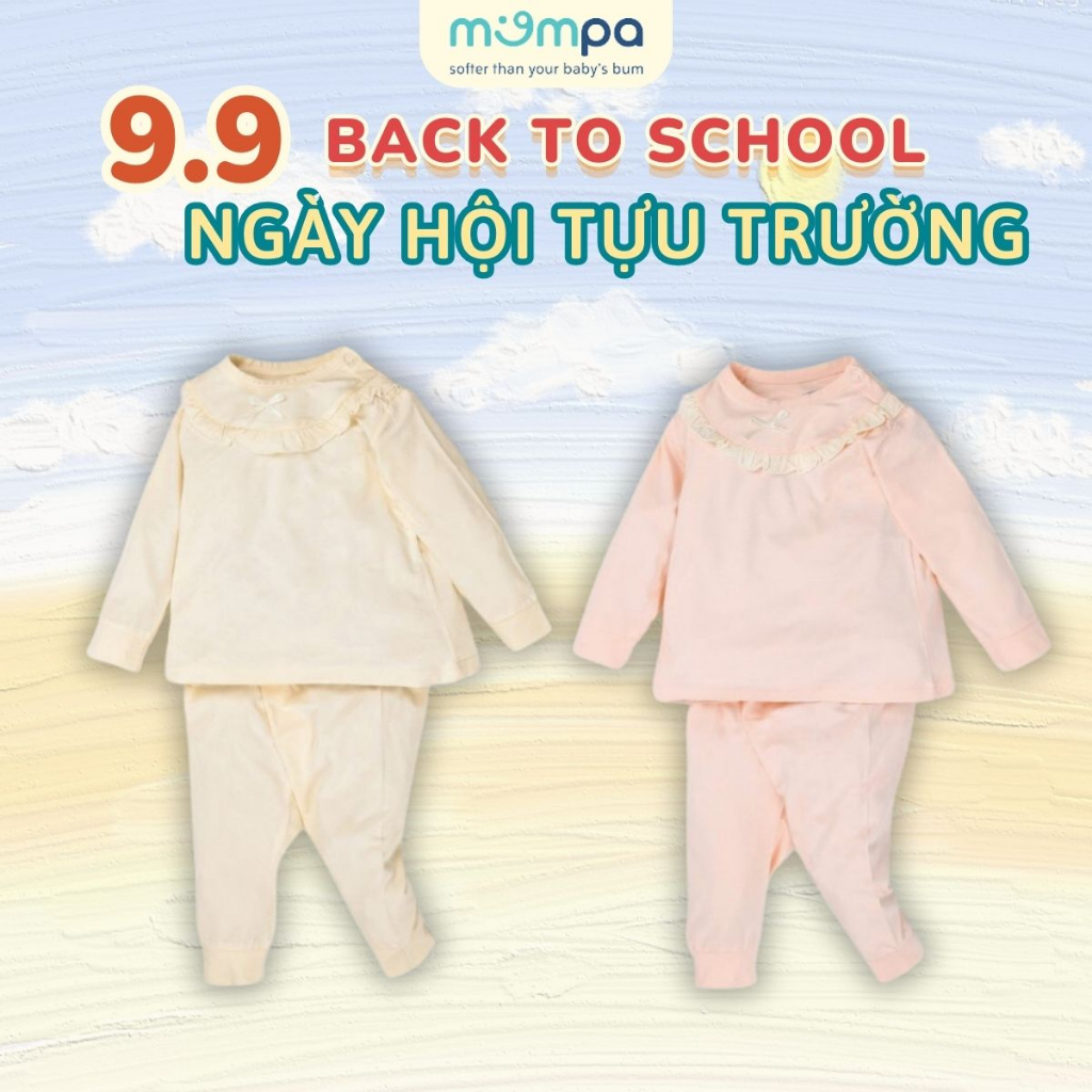 Bộ dài tay cho bé Mompa 6 tháng - 4 tuổi vải Sợi tre Bamboo cài vai mềm mại thoáng mát 334