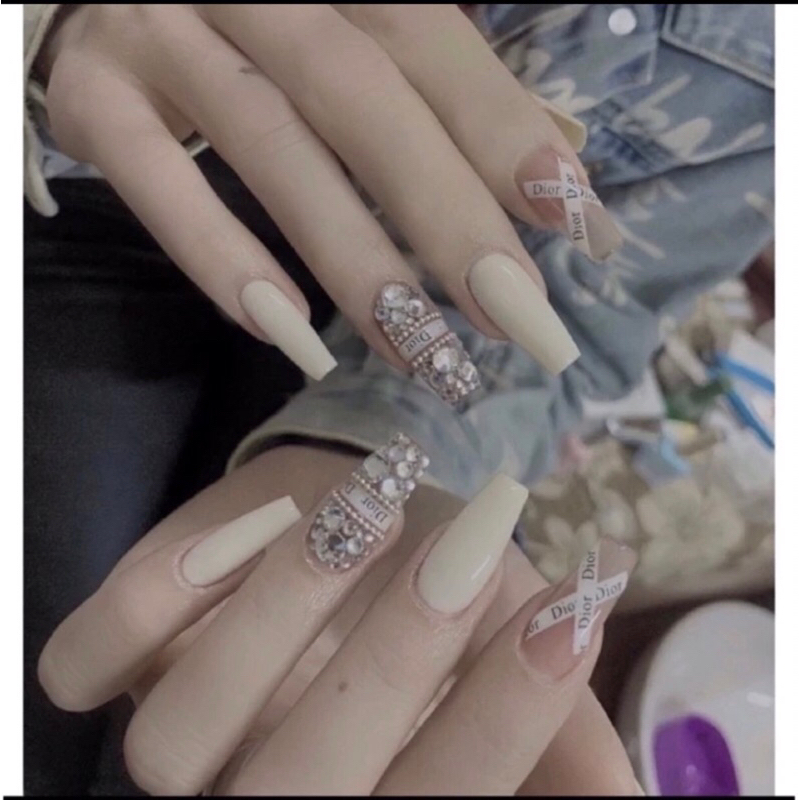 Nail box móng úp thiết kế đính đá sang trọng tặng keo và dũa , móng tay giả đính đá , mẫu nail đẹp