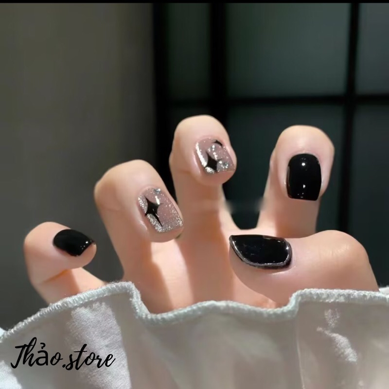 Nail box móng úp thiết kế đính đá sang trọng tặng keo và dũa , móng tay giả đính đá , mẫu nail đẹp