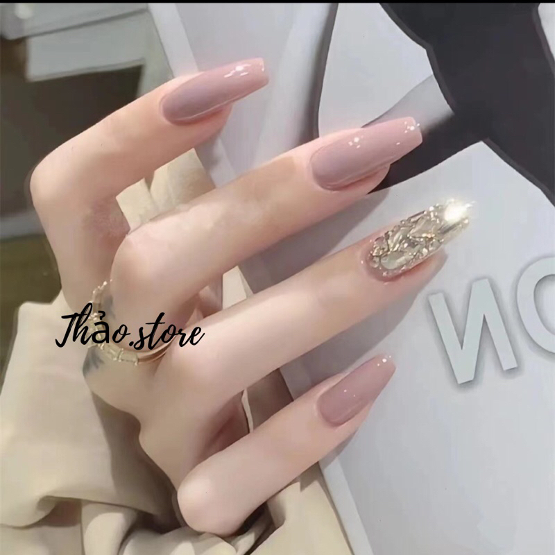 Nail box móng úp thiết kế đính đá sang trọng tặng keo và dũa , móng tay giả đính đá , mẫu nail đẹp