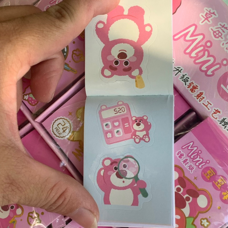 Khay 36 sổ dán gấu dâu mini siêu yêu