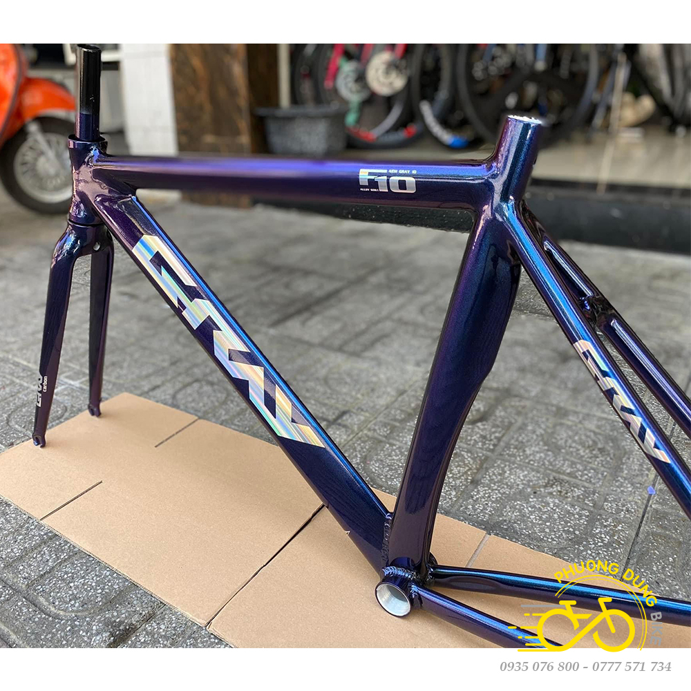 Khung sườn nhôm xe đạp Fixed Gear GRAY F10
