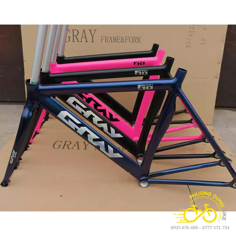 Khung sườn nhôm xe đạp Fixed Gear GRAY F10