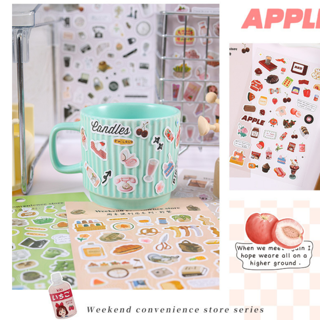 Stickers - Tờ Nhãn Dán Convenience Store Nhiều Hoạ Tiết Nhỏ Trang Trí Bullet Journals
