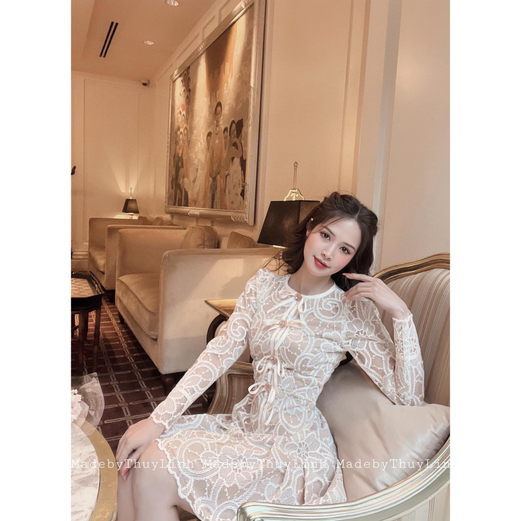 Váy ren 4 nơ cao cấp MadeByThuyLinh