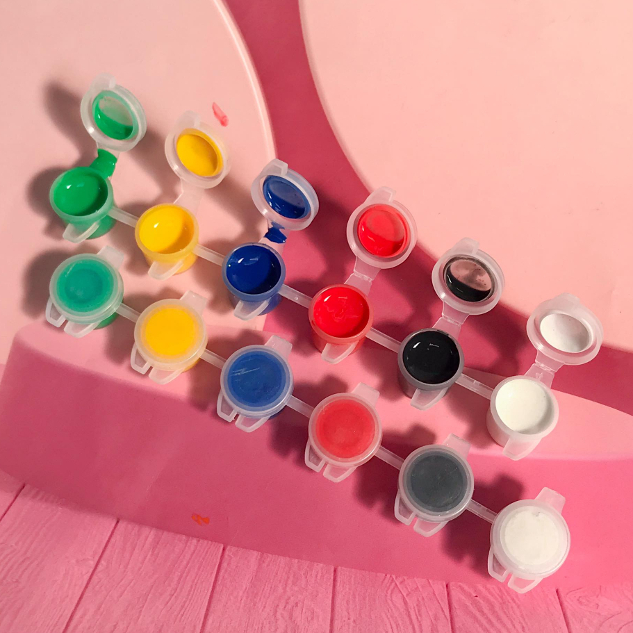 Dây Màu Tô Tượng HUNGACOLOR 6/12 ô dung tích 3ml đóng sẵn kèm cọ vẽ