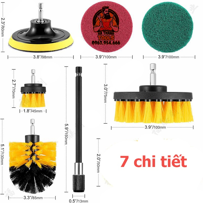Bộ 12 Đầu Bàn Chải Gắn Máy Khoan - Dụng Cụ Vệ Sinh Nhà Cửa Nội Thất Đa Năng