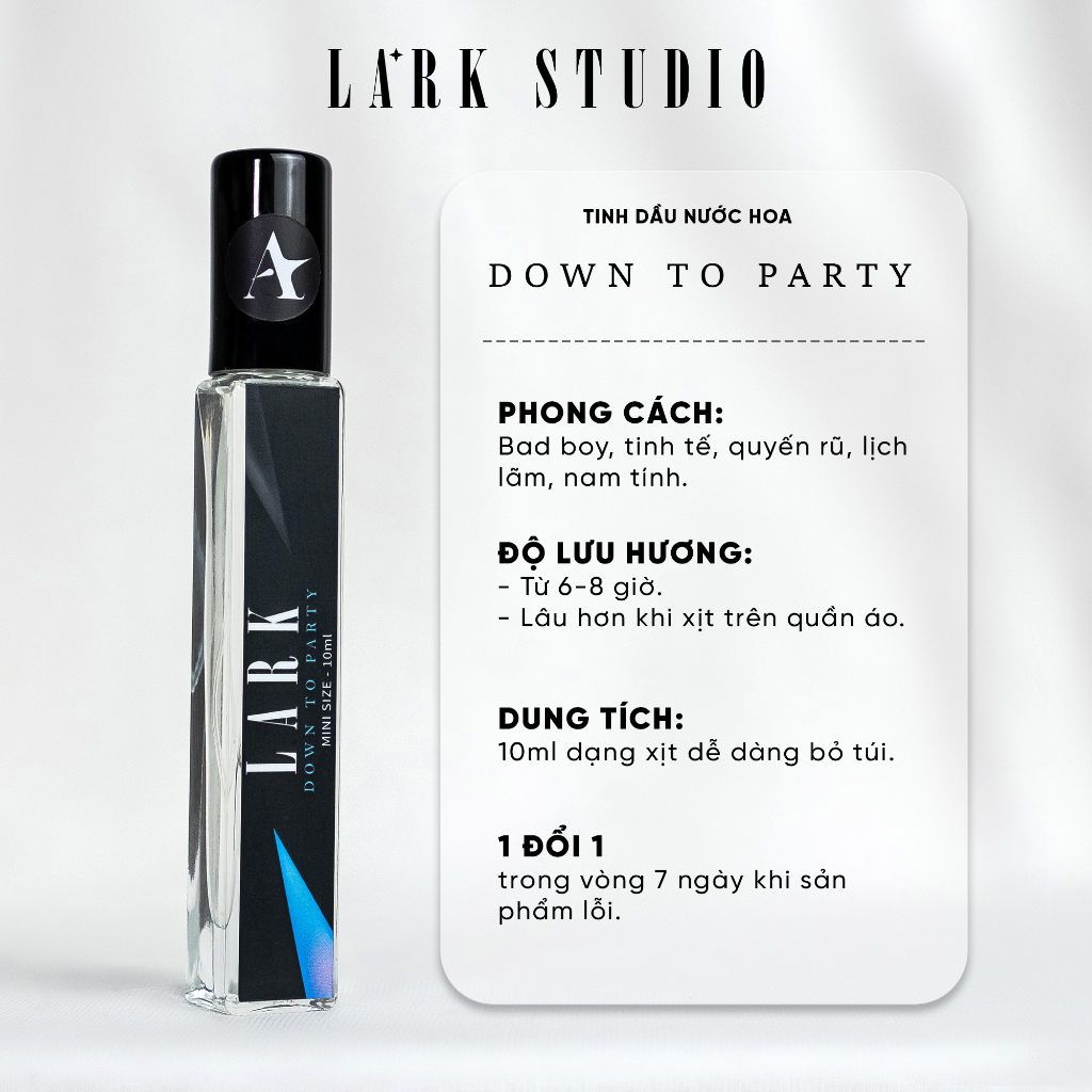Tinh dầu nước hoa Nam DOWN TO PARTY - 10ml - LARK STUDIO