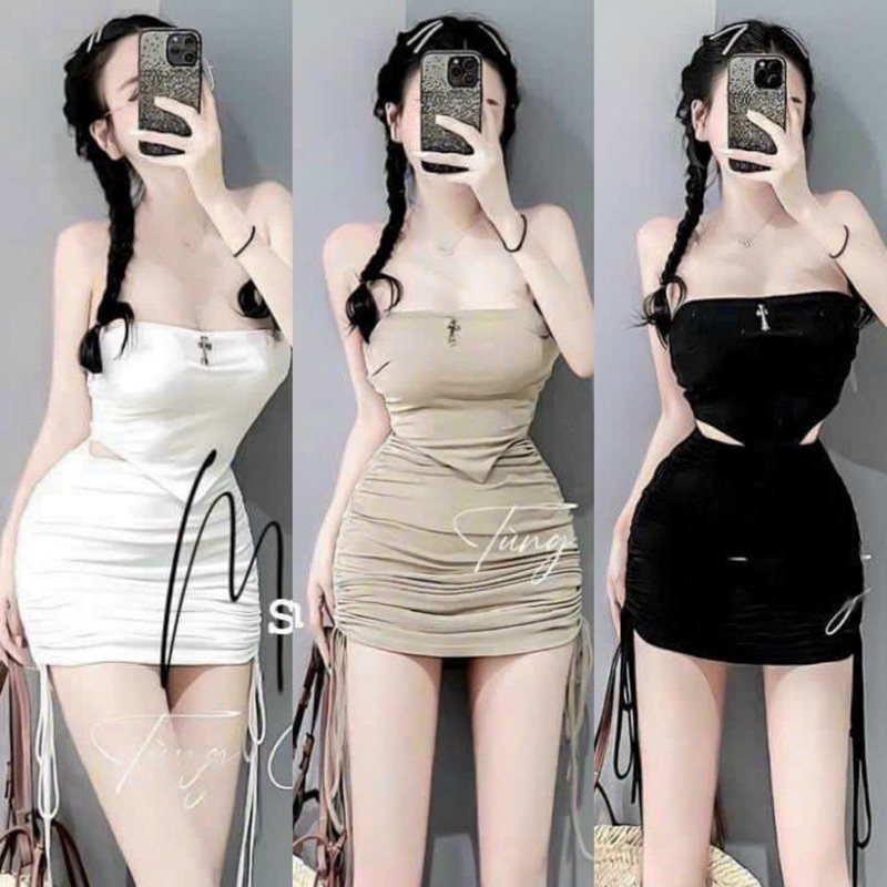 Set Bộ Áo Quây Thánh Vạt Nhọn + Chân Váy Rút Có Lót Quần