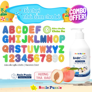 [COMBO NHÀ TẮM] SỮA TẮM GỘI 3 IN 1 SMILE BUBBLE 500ML + XỐP NHÀ TẮM SIÊU AN TOÀN CHO BÉ SMILE PUZZLE