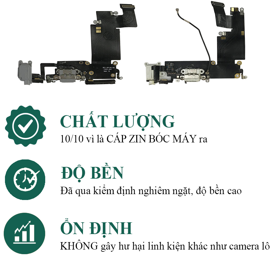 Cáp chân sạc dùng cho ĐT 6G/ 6S/ 6 Plus/ 6S Plus/ 7G/ 7 Plus/ 8G/ 8 Plus  Xs/ XsMax