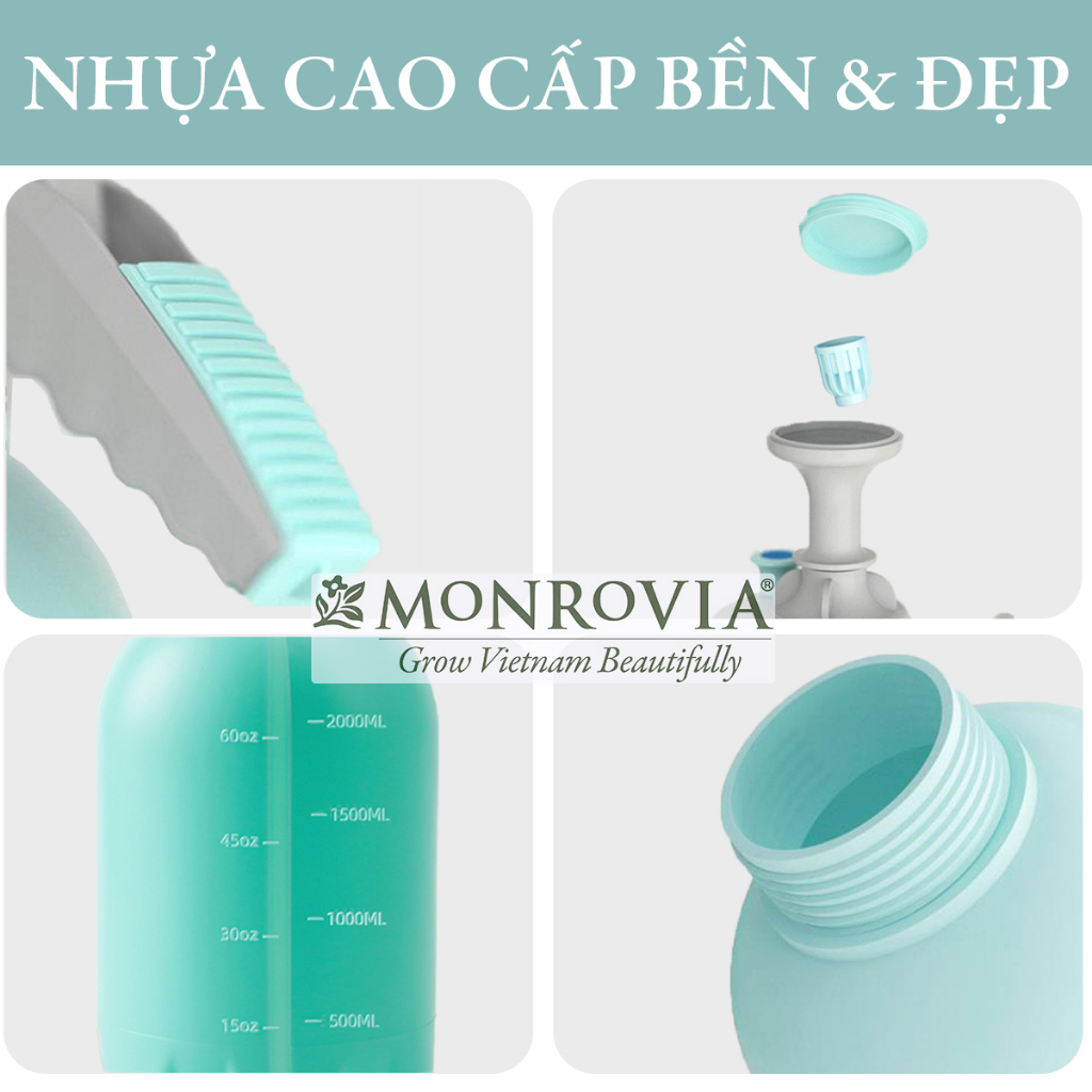 Bình tưới cây MONROVIA 2 lít, xịt phun sương cây cảnh, vòi dài, tặng vòi ngắn, màu xanh, tiêu chuẩn Châu Âu