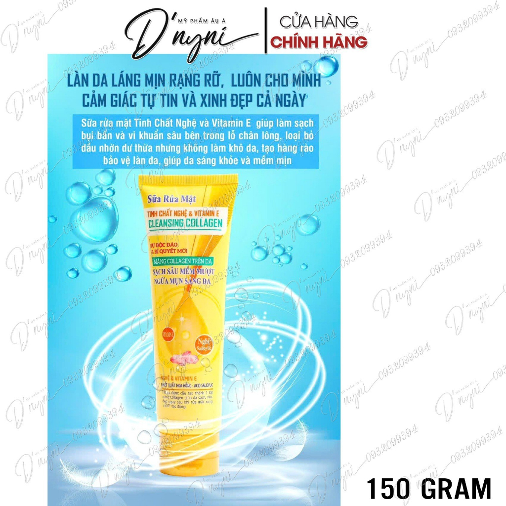 Sữa Rửa Mặt Tinh Chất Nghệ & Vitamin E Cleansing Collagen Mangota 150ml Việt Nam