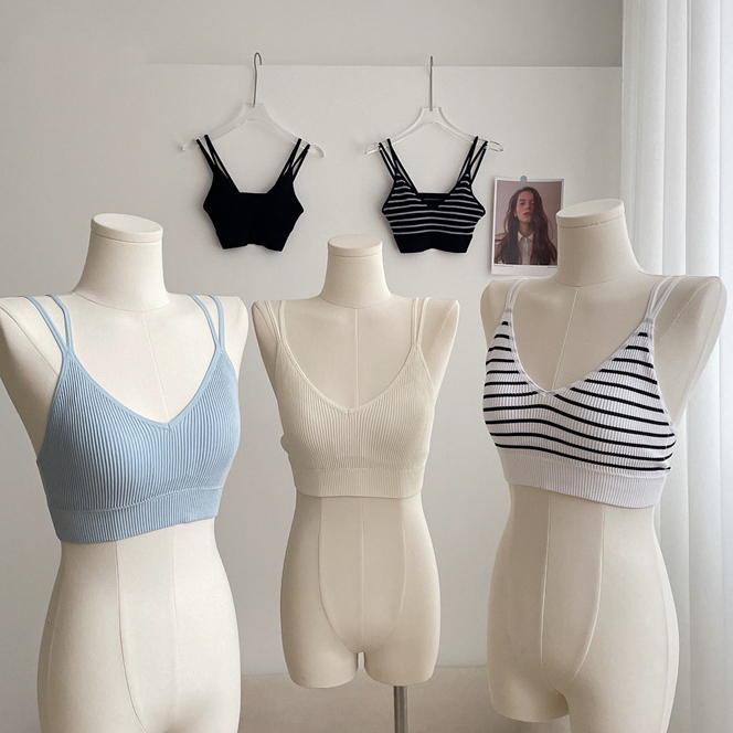 Áo bra mút mỏng 2 dây quyến rũ, Bra cotton gân tăm co dãn 4 chiều mềm mại SAVILL B3044