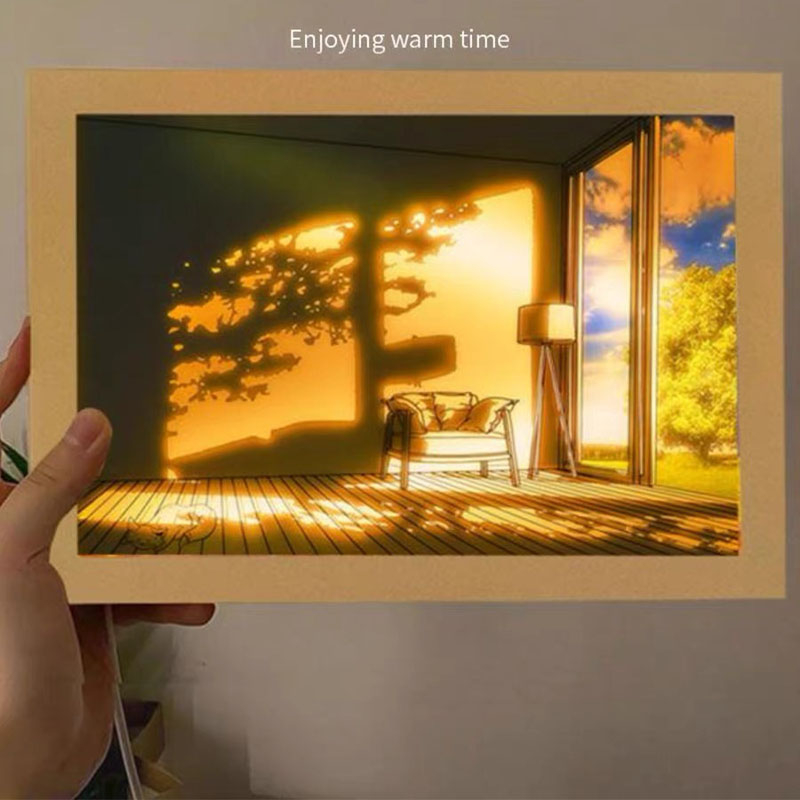 Tranh đèn led 3d đổi màu 3 chế độ treo cạnh giường trang trí decor phòng ngủ, quà tặng sinh nhật lưu niệm dễ thương