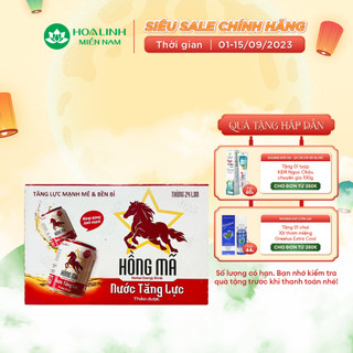 Thùng 24 lon nước tăng lực thảo dược từ sâm Hồng Mã 245ml