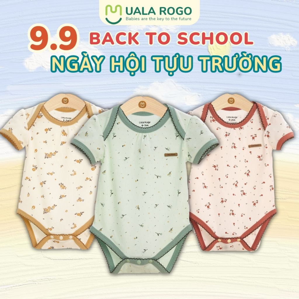 Bodychip liền thân sơ sinh cho bé Ualarogo 0 - 12 tháng vải Modal co giãn thoáng mát dễ mặc bỉm 3638