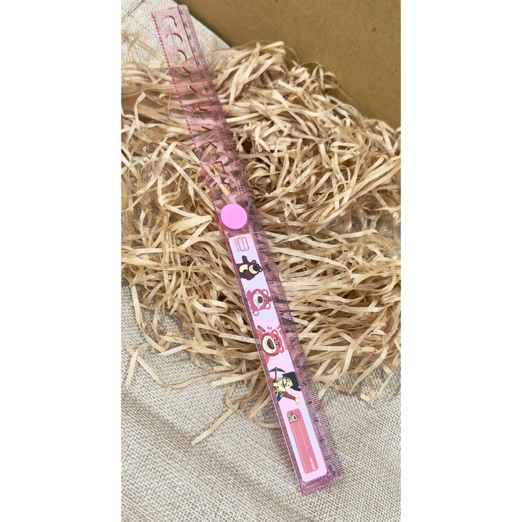 Thước kẻ nhựa gấp gọn 30cm họa tiết gấu dâu lotso