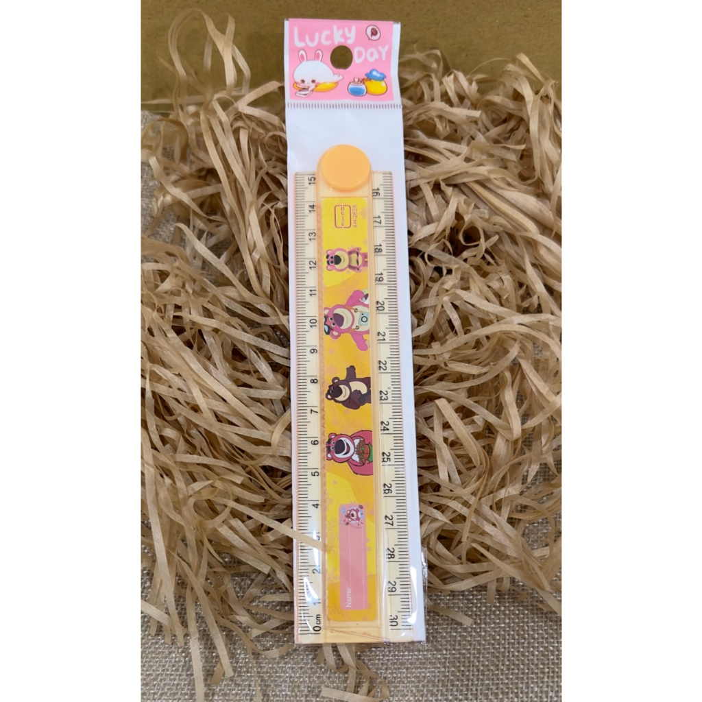 Thước kẻ nhựa gấp gọn 30cm họa tiết gấu dâu lotso