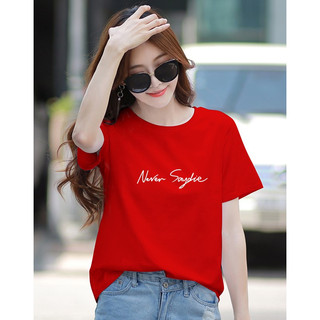 Áo phông nữ dáng rộng in chữ Never Saydie - Áo thun nữ cotton LOZA RT6522