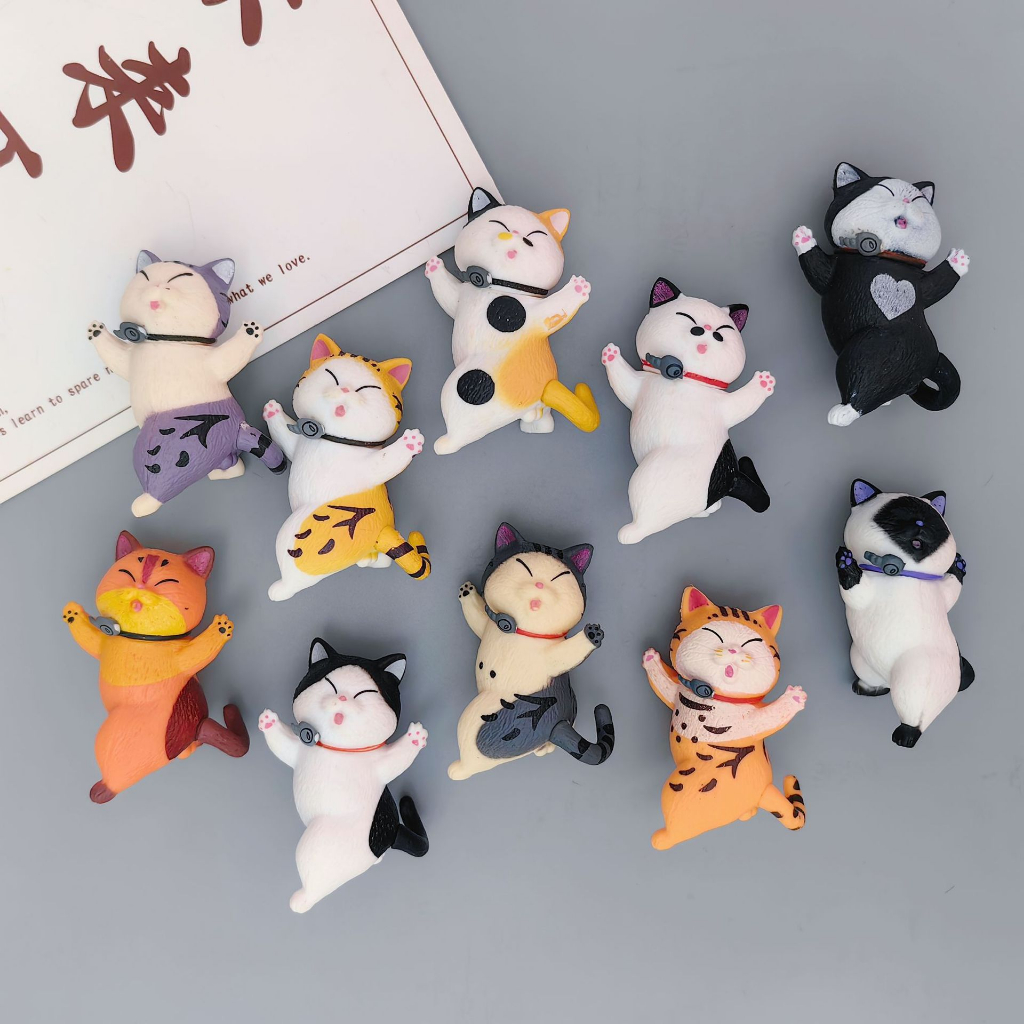 Mô Hình 10 Mèo Đứng Dơ Tay Để Bàn, Trang Trí Góc Họ Tập, Góc Làm Việc, Decor Nhà