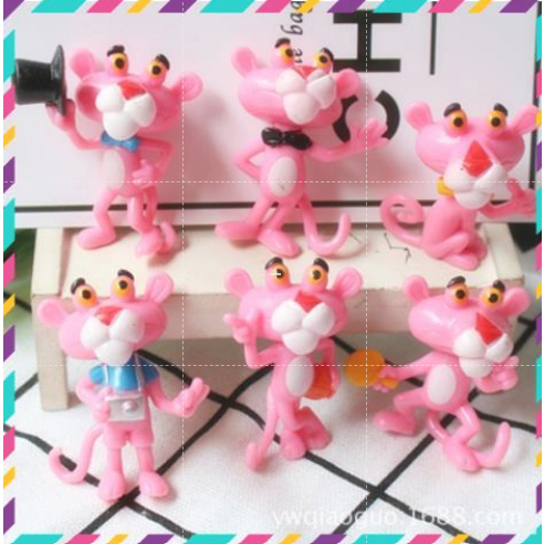 Bộ 6 Mô Hình Báo Hồng, Nhiều Tư Thế Đáng Yêu Cute, Mô Hình Mini Decor Trang Trí Phòng Học, Bàn Làm Việc