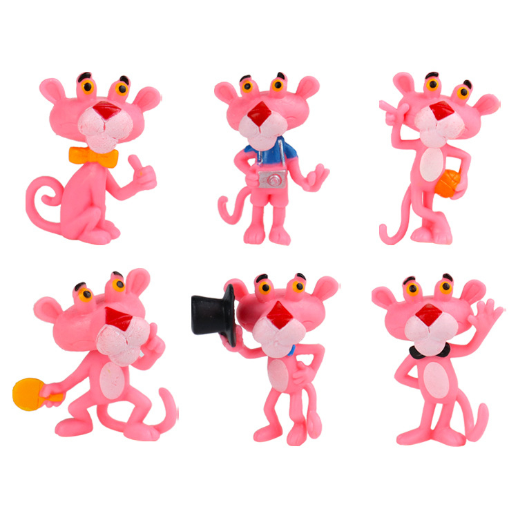 Bộ 6 Mô Hình Báo Hồng, Nhiều Tư Thế Đáng Yêu Cute, Mô Hình Mini Decor Trang Trí Phòng Học, Bàn Làm Việc