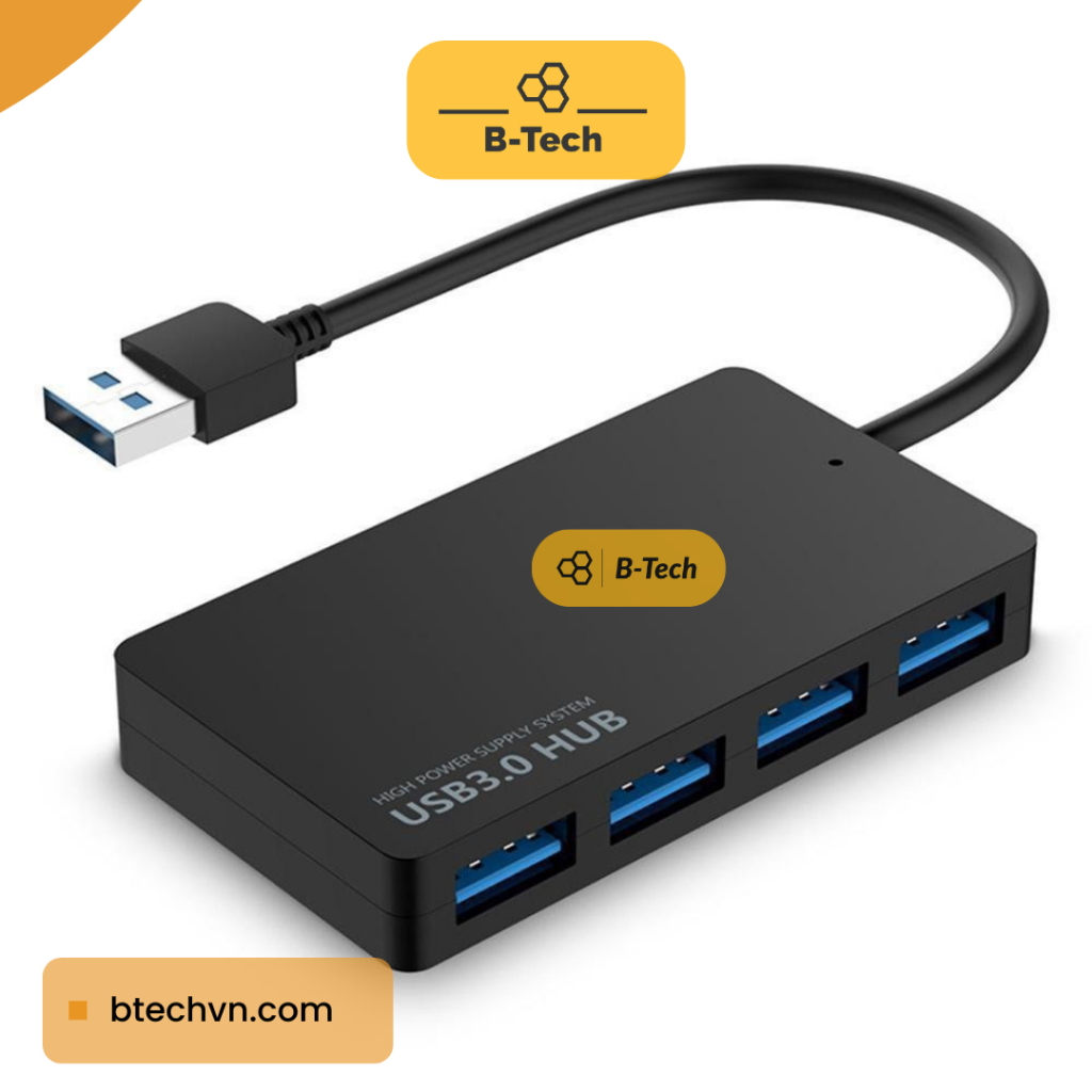 USB hub cổng chia USB 3.0 tốc độ cao B-Tech cổng chia usb mở rộng 4xUSB 3.0 cho Laptop PC - BTech B-Tech