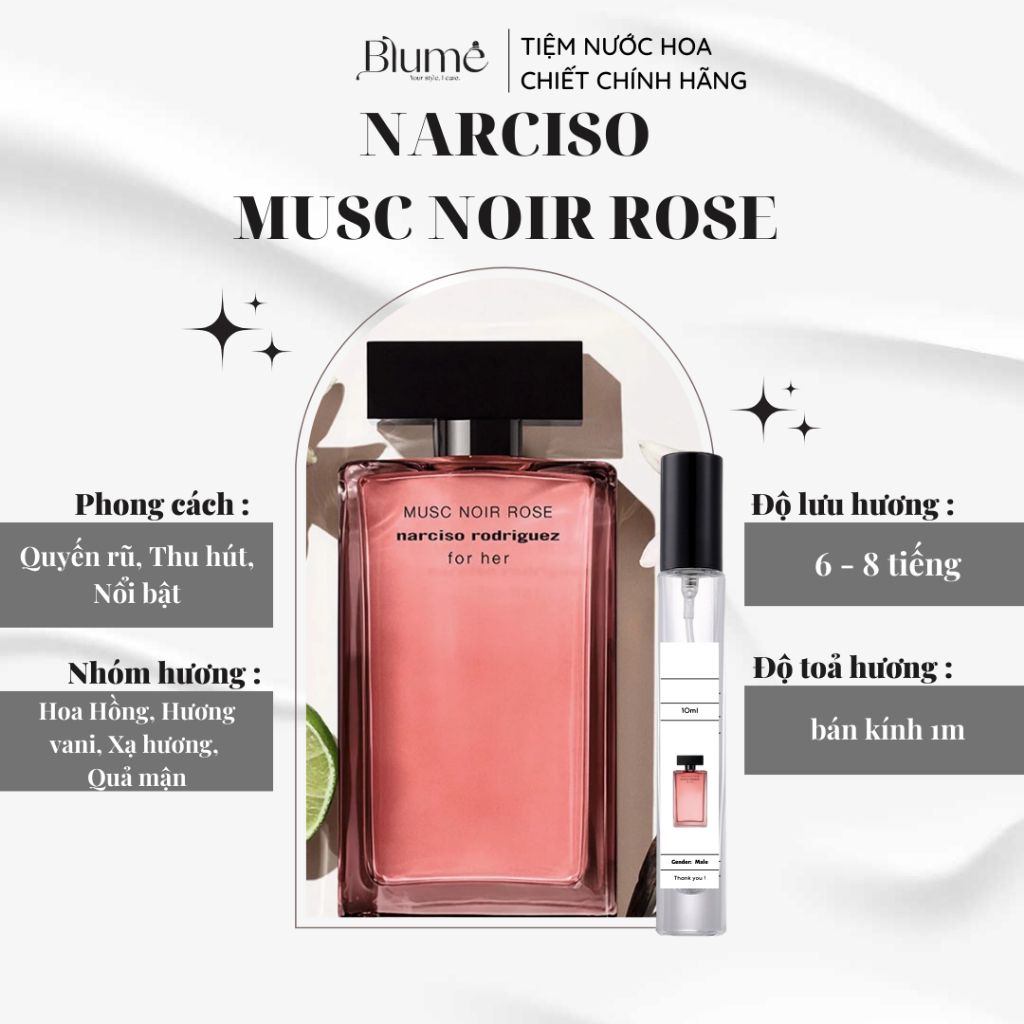 Nước hoa NỮ NARCISO MUSC NOIR ROSE mùi quyến rũ - Blume Tiệm Nước Hoa