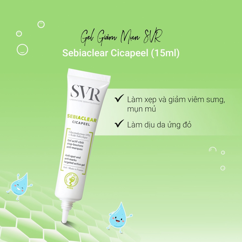 Gel chấm mụn SVR SEBIACLEAR Cicapeel 15ml làm giảm sưng mụn