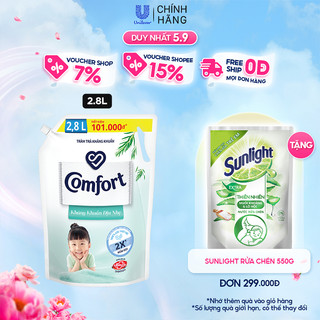 Nước Xả Vải Em Bé Comfort Kháng Khuẩn Dịu Nhẹ Túi 2.4 - 2.8Lít