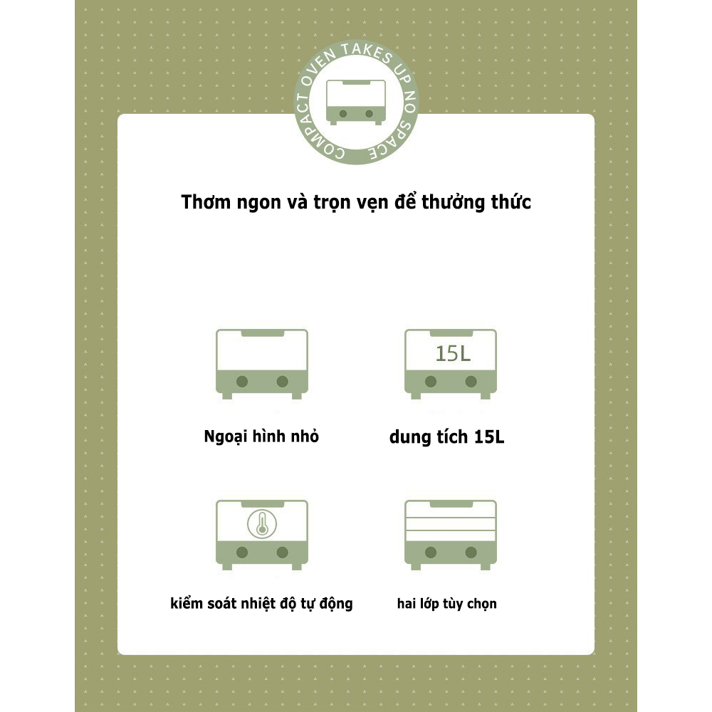 Lò nướng điện đa năng 15L - Công suất 780W ,lò vi sóng，nướng nhanh chóng - Bảo hành 12 tháng - Hàng chính hãng