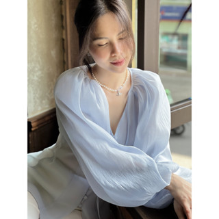 COEM | Áo Kiểu Tay Phồng Dáng Dài Chất Tơ Voan Lụa Cao Cấp Thoáng Mát Kiểu Dáng Phù Hợp Dự Tiệc Dạo Phố - HƯƠNG TOP XANH