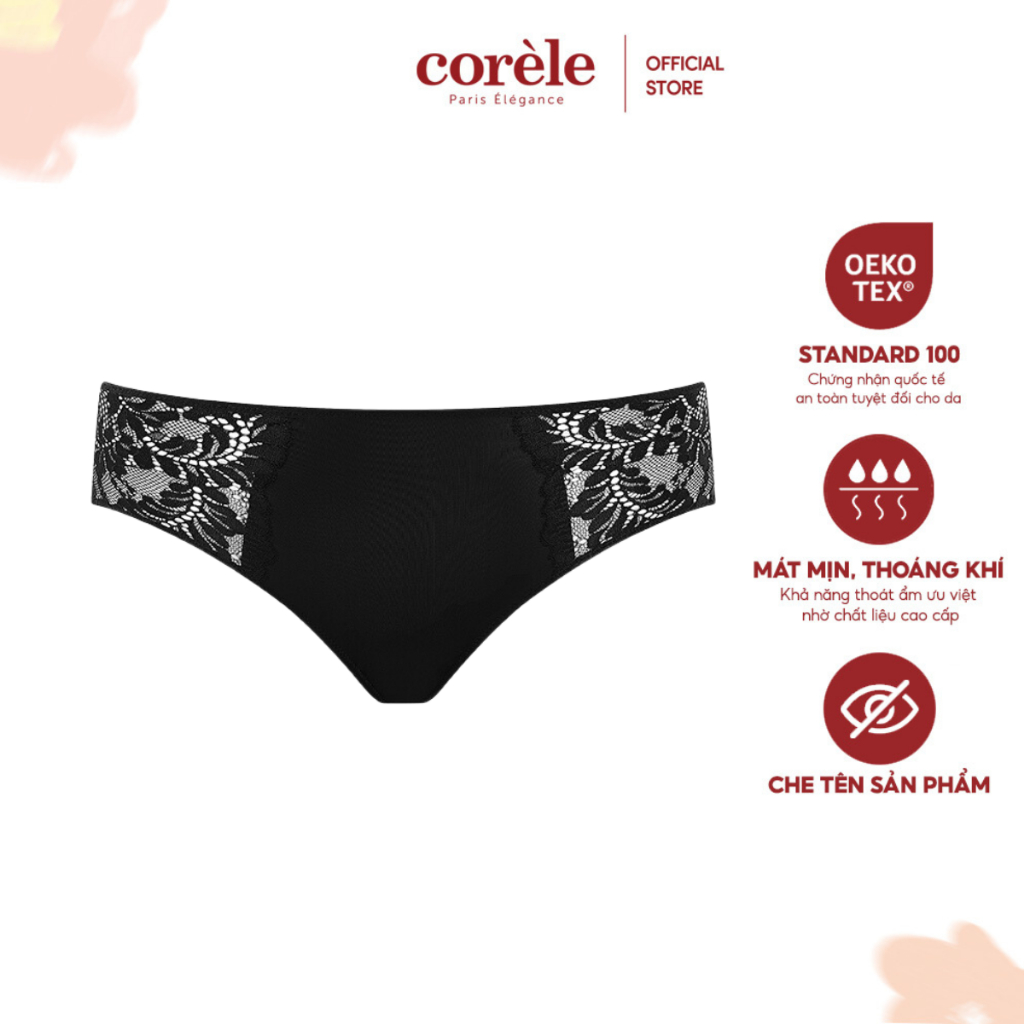 Quần lót nữ lưng vừa không đường may phối ren Corèle V Pháp - 02132A