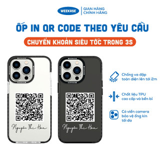 Ốp lưng iPhone viền trắng, đen chống sốc chống va đập Weekase in hình mã Q.R - Mẫu 2