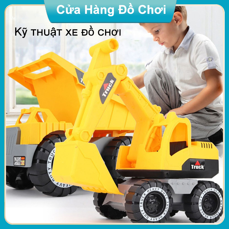 Đồ Chơi Trẻ Em Xe Máy Xúc Lớn Xe Ben Kỹ Thuật Xe Ủi Đồ Chơi Xe Tải Lớn Bộ