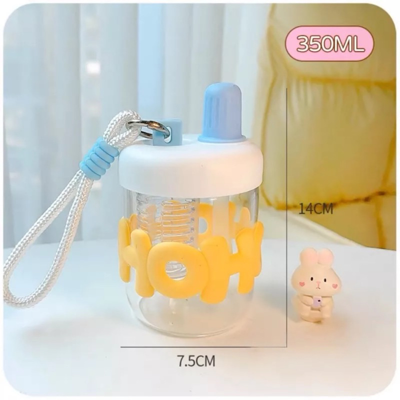 Bình Nước 400ml Nhựa Chất Liệu PC Cao Cấp An Toàn - Kiểu Dáng Dễ THương - Có Quai Xách