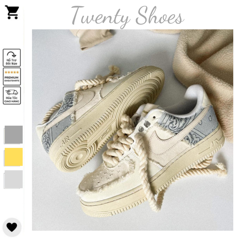 Giày Nike_Âm Dương AF1, Giày Air Force 1 Dây Thừng AF1 Thể Thao Nam Nữ