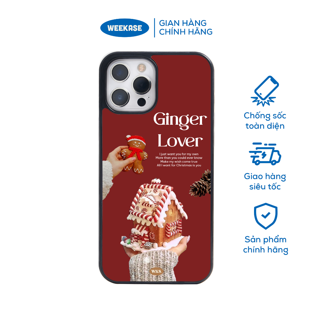 Ốp lưng iPhone cứng Giáng Sinh viền đen chống va đập Weekase phong cách Christmas aesthetic, Ginger Lover