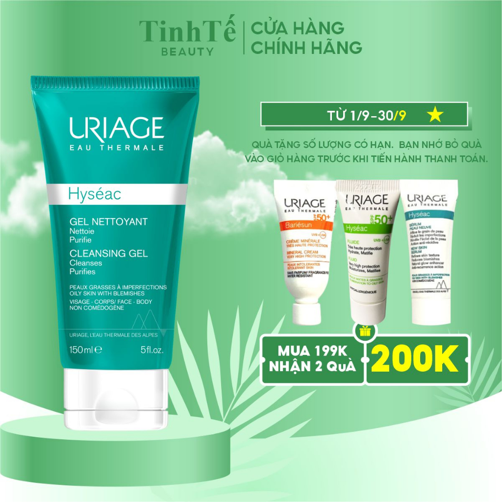 Gel rửa mặt cho da dầu, mụn URIAGE HYSÉAC GEL NETTOYANT 150ml