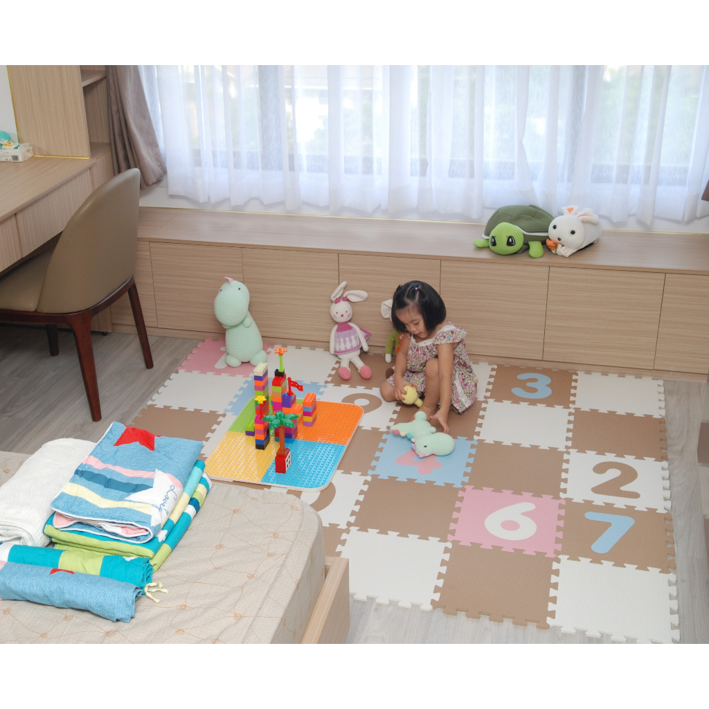 THẢM XỐP CAO CẤP CHO BÉ SMILE PUZZLE KHÔNG MÙI - TIÊU CHUẨN CHÂU ÂU- CHỮ SỐ PASTEL + ĐƠN MÀU PASTEL