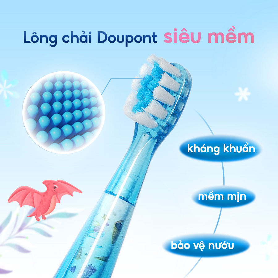 Bàn chải điện cho bé Brushie Kids, bàn chải đánh răng trẻ em thông minh, lông bàn chải mềm, an toàn cho răng nhạy cảm