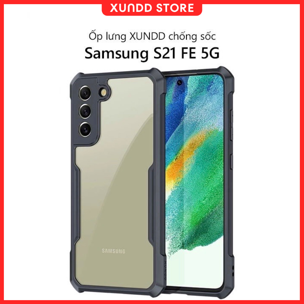 Ốp lưng XUNDD Samsung S21 FE 5G Mặt lưng trong suốt, Viền TPU, Chống sốc